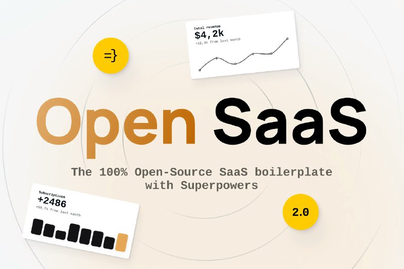 2. Open SaaS 2.0标语：免费、开源且功能强大的 SaaS 入门套件介绍：借助这个入门套件，你能更快速地构建并推出自己的软件即服务（SaaS）应用程序