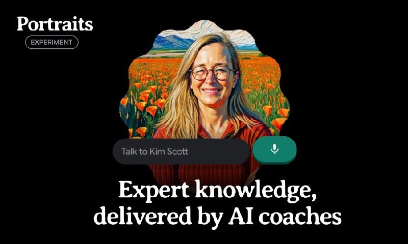 6. Portraits标语：由谷歌实验室打造，来自权威专家的人工智能辅导服务介绍：谷歌实验室推出的“人物画像”（Portraits）功能可以让你和由真实专家转化而来的人工智能版本进行交流