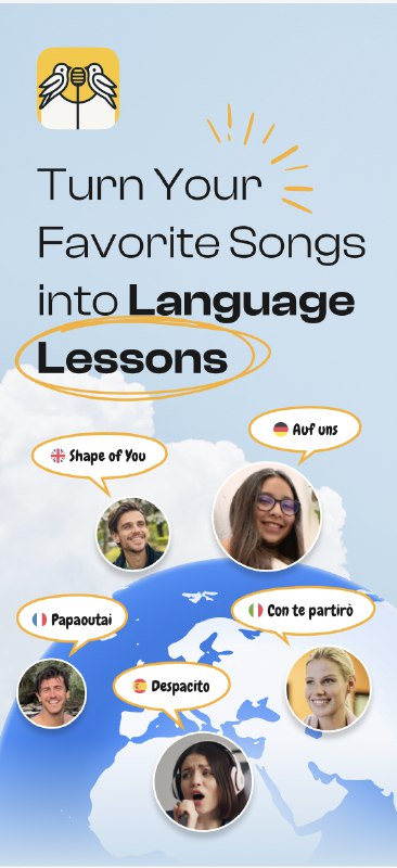 2. Canary标语：跟着音乐学语言，和他人一起练口语