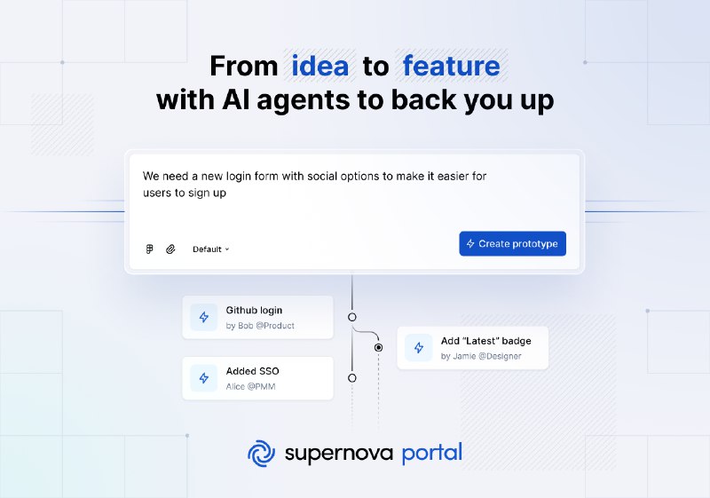 6. Supernova.io标语：以快10倍的速度构建、记录并交付功能特性