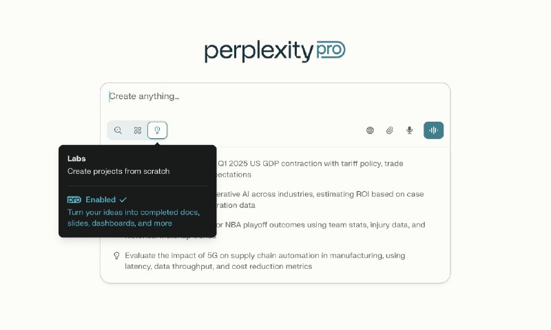 PH今日热榜 | 2025-05-311. Perplexity Labs标语：让你的项目比以往任何时候都更快地落地实现
