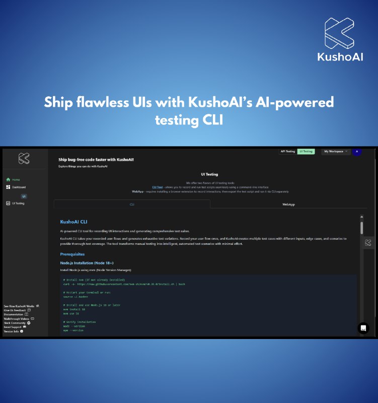 6. KushoAI标语：一款可在命令行界面使用的开源人工智能测试工具介绍：这是一款开源的人工智能代理程序，能在你的终端里运行