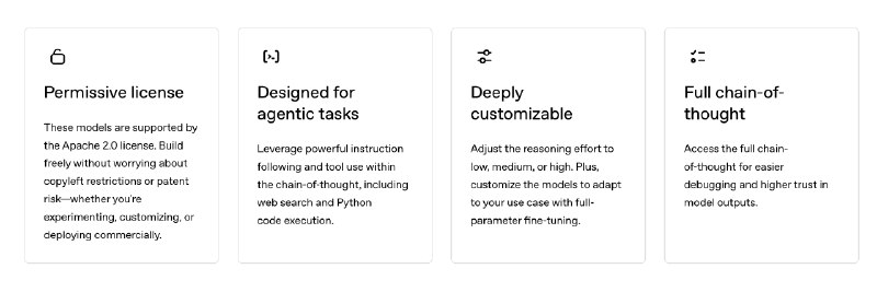 4. OpenAI Open Models标语：GPT-OSS-120B和GPT-OSS-20B开放权重语言模型介绍：采用Apache 2.0许可协议的开放权重模型，专为强大的推理能力、自主代理任务以及满足开发者的多样化使用场景而设计