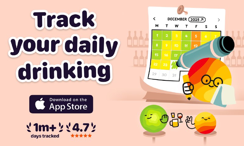 4. Drylendar标语：记录你每天喝了多少饮品，这样就能一天天打造出一份激励自己的日程记录啦！介绍：“戒酒日历”（Drylendar）是应用商店里最贴心的饮酒追踪应用