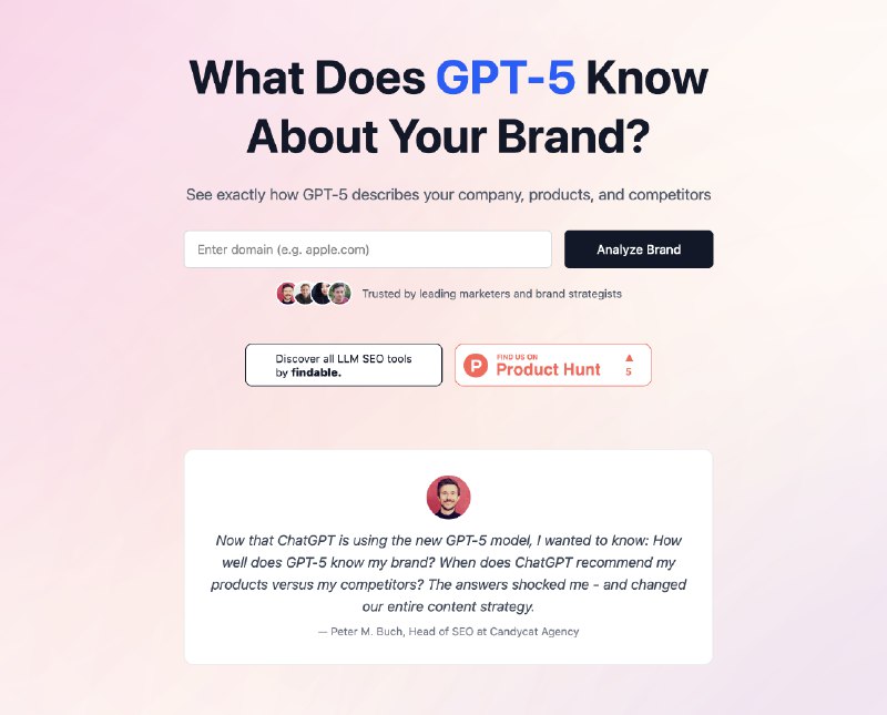 4. GPT-5 SEO Brand Visiblity标语：了解一下GPT - 5对您的品牌和竞争对手有什么看法
