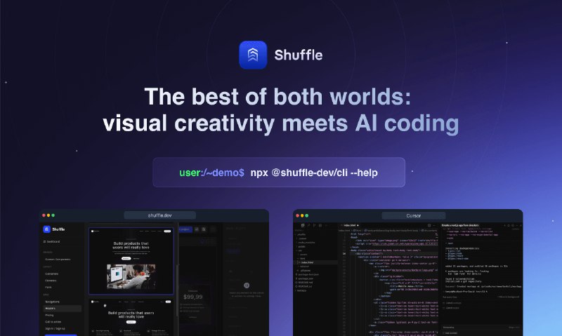 5. Shuffle CLI 标语：Shuffle 里有令人惊艳的用户界面，Cursor 能让你完全掌控操作