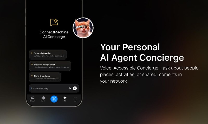PH今日热榜 | 2025-12-231. ConnectMachine标语：一款能管理你的网络和连接的私人人工智能代理工具介绍：ConnectMachine是一款将隐私保护放在首位的人工智能助手，它能提升你的社交互动体验