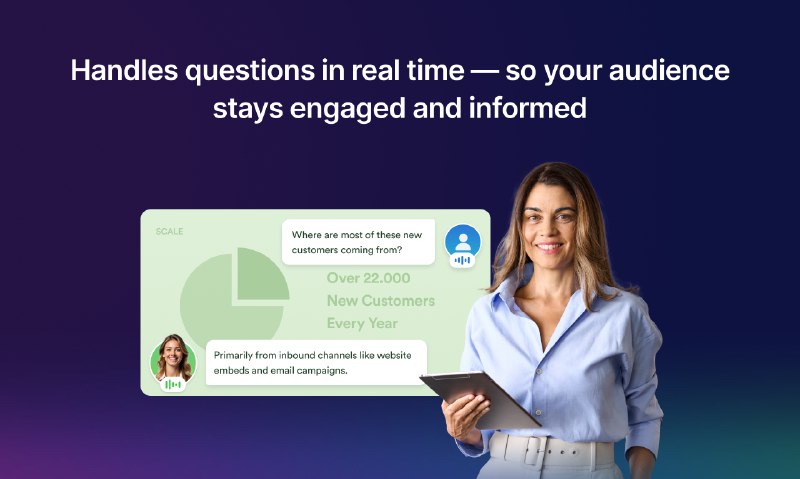 3. Jotform Presentation Agents标语：创建能说、能听、能答的人工智能演示文稿