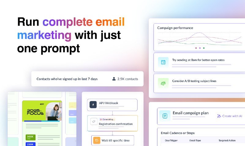 2. Mailmodo AI标语：只需输入提示词就能完成电子邮件营销