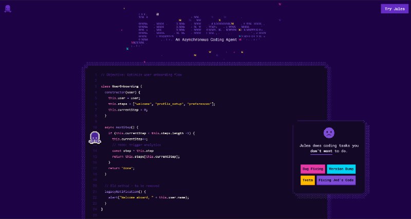 10. Jules标语：你的异步人工智能编程伙伴介绍：谷歌实验室推出的朱尔斯（Jules）是一款异步人工智能编码助手，它可以在你的GitHub代码仓库中发挥作用