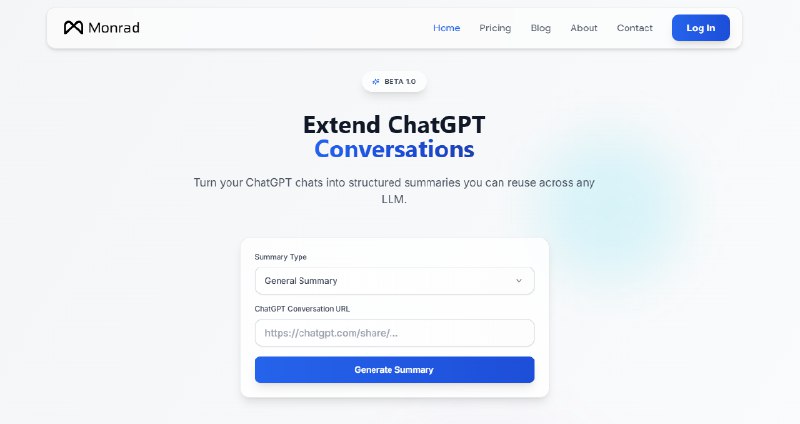 10. Monrad标语：在不同的ChatGPT对话过程中延续记忆解析：“extend”有“延伸、延续”的意思，“memory”即“记忆”，“across ChatGPT sessions”直译为“跨越ChatGPT会话”，结合语境意译为“在不同的ChatGPT对话过程中” ，整体意思就是在不同次与ChatGPT的交流过程中能延续之前的记忆