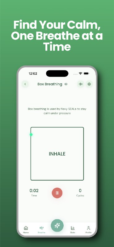 4. Squair标语：用海豹突击队呼吸法在两分钟内缓解焦虑介绍：以前手机让你焦虑，现在它能让你平静