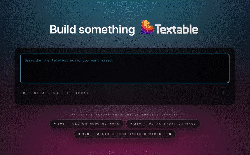 7. Textable标语：挺有意思，但就像电视文字广播一样