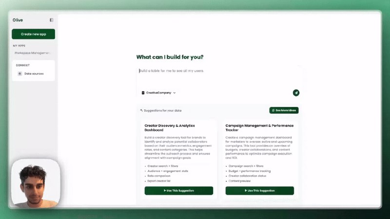 5. Olive标语：只需根据提示，几分钟内就能生成管理仪表盘