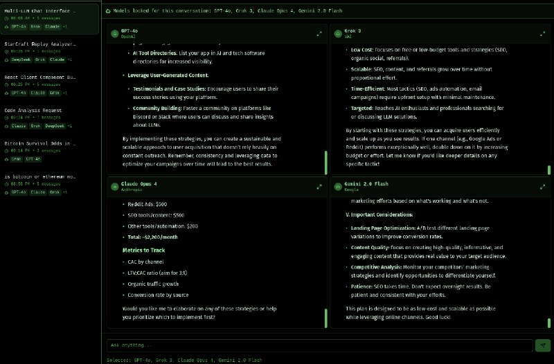 6. playground.chat标语：人工智能订阅服务八折优惠，还能同时调用多达4种模型！介绍：有了Playground.chat，你可以同时向Claude、ChatGPT、Gemini、Grok等众多顶级大语言模型提问——所有操作都能在一个简洁统一的界面中完成，而且成本能降低80%！💡 你可以一次性向多达4个模型发起提问