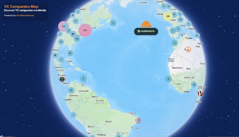 7. YC Companies Map标语：一张全球YC创业公司分布图注：“YC”一般指美国创业孵化器Y Combinator ，在科技创业领域较为知名