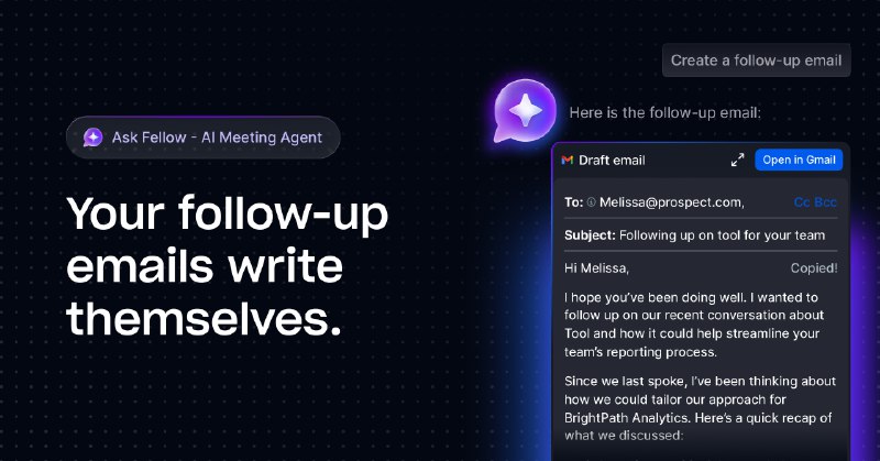 5. Ask Fellow标语：将会后的各项事务自动化处理，从整理文档到发送邮件都能轻松搞定