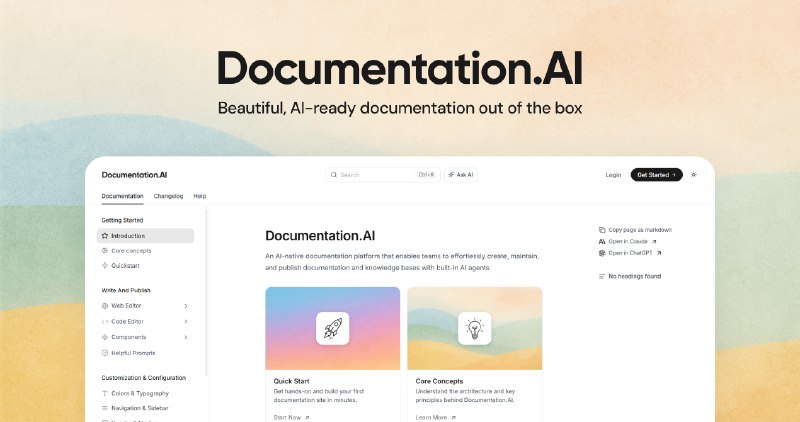 PH今日热榜 | 2025-12-061. Documentation.AI标语：借助人工智能轻松编写和更新产品文档