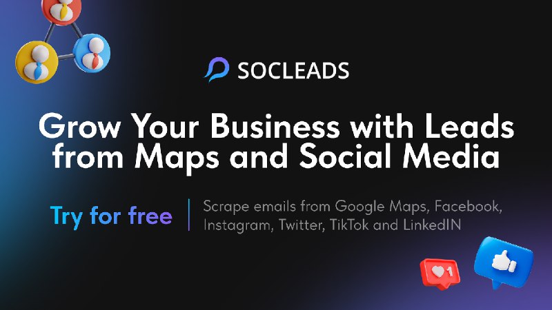 PH今日热榜 | 2025-06-091. SocLeads 2.0标语：通过社交媒体和地图平台挖掘潜在客户介绍：SocLeads 2.0 闪亮登场啦！🚀 这款顶级的邮件抓取工具变得更强大啦