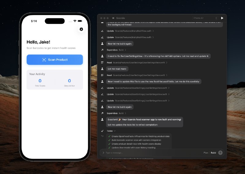 5. Supervibes标语：Vibecode 开发的原生 iOS 应用程序，采用 Swift 语言编写，专为盈利而优化