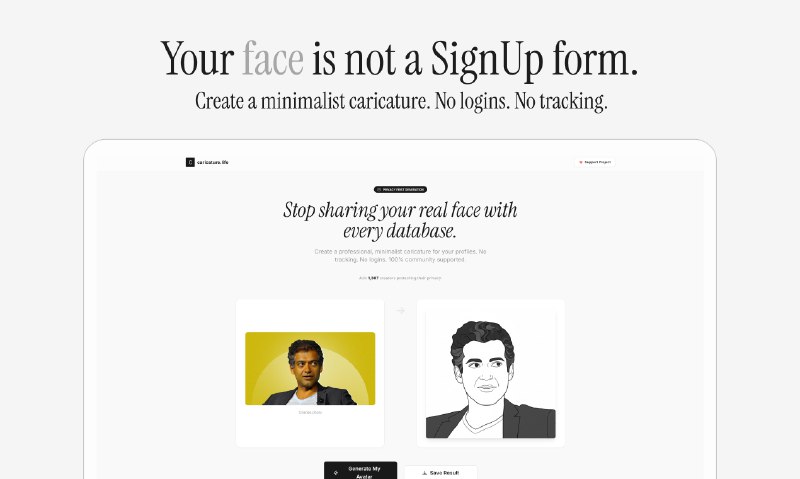2. caricature.life标语：创建简约风漫画形象