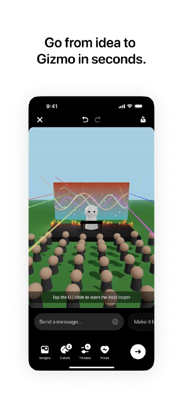 3. Gizmo标语：创作、分享、滑动解析：“make”常见有“制作、创造”等意思，这里结合语境宽泛地理解为“创作”；“share”就是“分享”的意思；“swipe”在很多电子设备操作场景中表示“滑动”屏幕等动作，所以这样翻译符合日常表达习惯