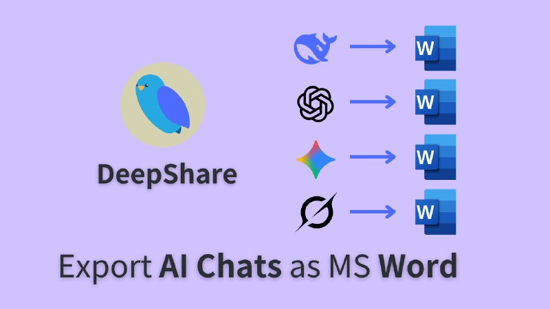 9. DeepShare标语：从人工智能聊天内容生成文字文档解析：“AI Chats”指的是人工智能进行的聊天交流所产生的内容，“to”在这里有转化、生成的意思，“Word Documents”就是常见的文字文档，整体表达的就是把AI聊天的内容转化成文字文档，所以翻译成“从人工智能聊天内容生成文字文档”