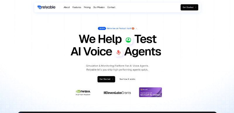9. Relyable标语：人工智能语音客服模拟与监控平台介绍：Relyable能让你快速部署高性能的人工智能语音客服