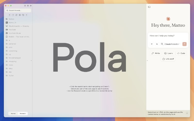 3. Pola Browser标语：有序浏览器“organized”有“有条理的、有序的”意思，“browser”常见释义为“浏览器”，所以“Organized browser”直译为“有序浏览器”，可以理解为具备能让用户更有条理地使用浏览功能的浏览器，比如能对书签、历史记录等进行有序管理等