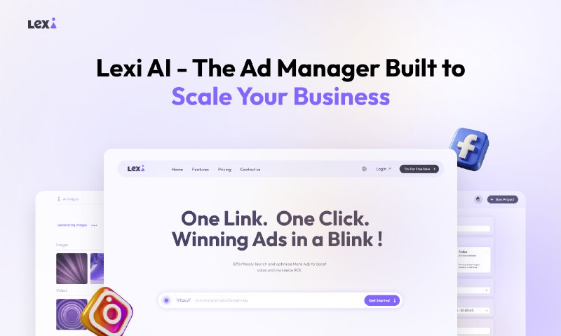 6. Lexi AI标语：借助人工智能创建、投放并优化Meta广告介绍：借助莱克希人工智能（Lexi AI），创建、投放并优化高性能的Meta（脸书和照片墙）广告