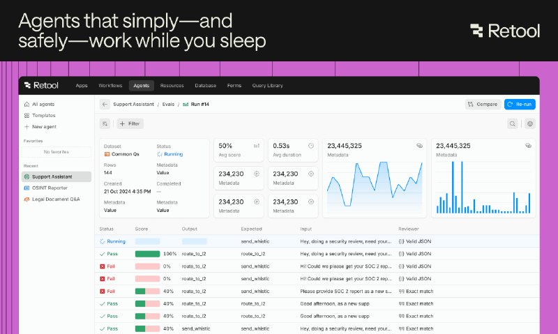 7. Retool Agents标语：把你的应用程序编程接口（APIs）和数据转化为人工智能工作者真正能用得上的工具