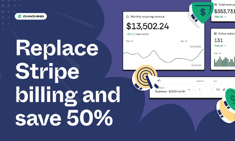 2. ChaChing标语：将Stripe的计费费用减半，同时继续使用Stripe进行支付服务