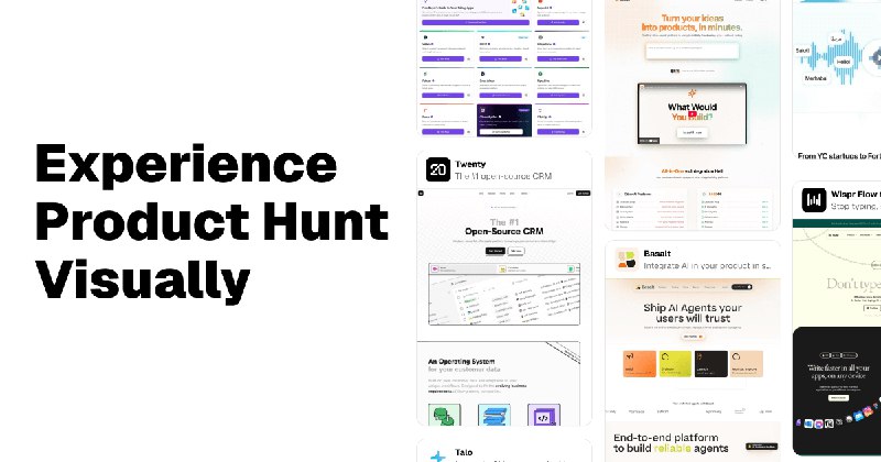 3. VisualPH标语：一种更直观地体验“产品猎手”（Product Hunt）的方式介绍：查看热门产品的落地页设计以及图库中的图片和视频，从中获取网站建设或产品发布的灵感