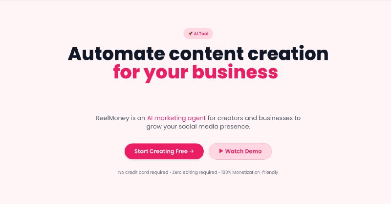9. ReelMoney - AI Avatar & Faceless videos标语：利用社交媒体自动化功能为你的网站引流