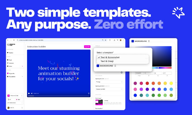 3. Animation Builder by Unicorns Club标语：把一篇无聊的领英帖子变成一个有趣的TikTok风格视频