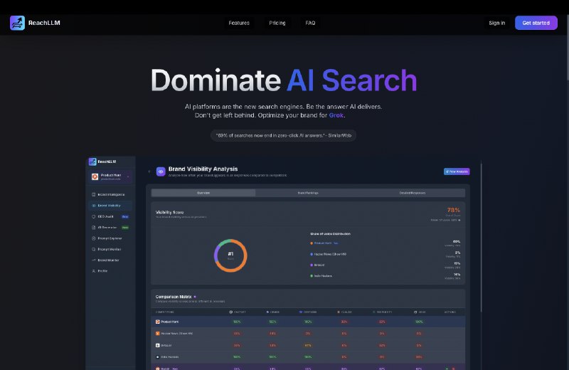 5. ReachLLM标语：主宰人工智能搜索时代介绍：在人工智能搜索的新时代，全面提升你品牌的知名度