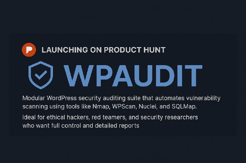8. WPAUDIT标语：面向道德黑客的全栈WordPress渗透测试工具介绍：WPAudit是一套模块化的WordPress安全审计套件，它借助Nmap、WPScan、Nuclei和SQLMap等工具来自动进行漏洞扫描