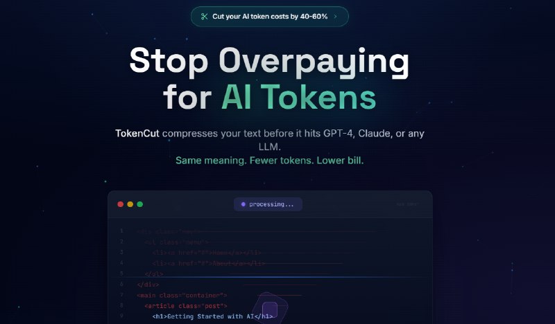 9. AgentReady标语：只需一次API调用，就能让你的人工智能令牌成本降低40% - 60%
