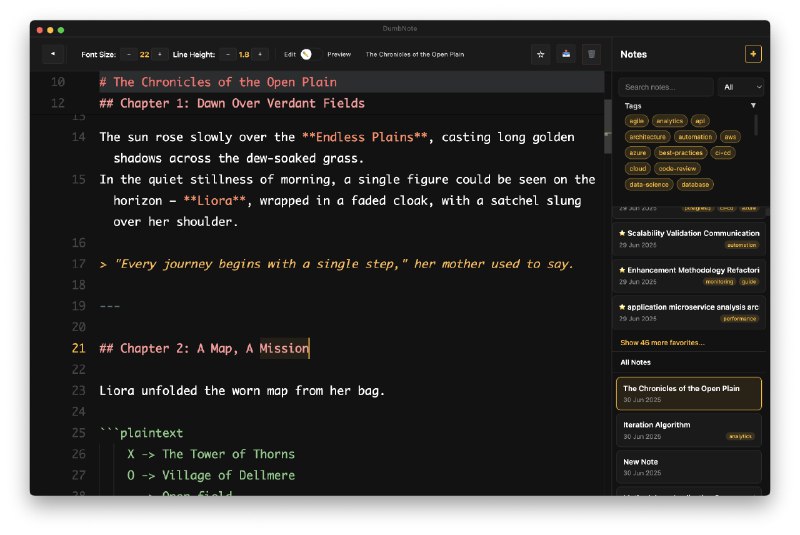 10. Dumbnote标语：一款优先支持离线使用的 Markdown 笔记应用