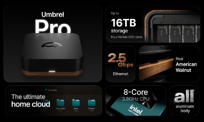 3. Umbrel Pro标语：16TB家用云服务器