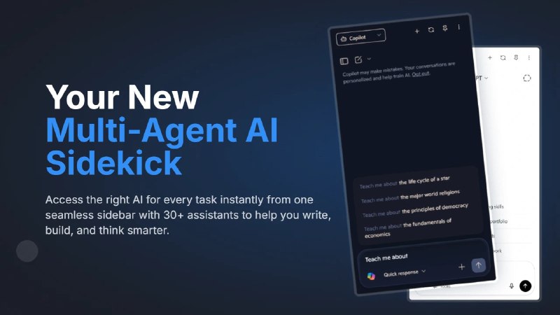 8. SidekickBar标语：你的全新多智能体人工智能助手介绍：在一个侧边栏里集成了 30 多个像 ChatGPT、Copilot、Claude 和 Gemini 这样的人工智能助手，助你提升工作效率