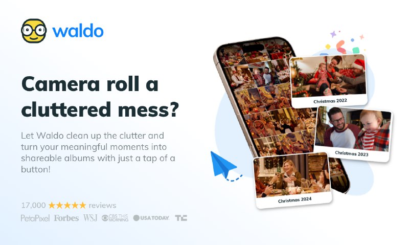 4. Smart Albums AI by Waldo Photos标语：只需轻点一下，就能把瞬间变成可分享的相册！介绍：只需轻轻一点，就能把回忆变成分类好的相册！瓦尔度（Waldo）会根据日期、照片数量、人物数量、拍摄地点等多种信息，识别出生活中的重要庆典和值得铭记的瞬间，然后为你智能推荐相册分类
