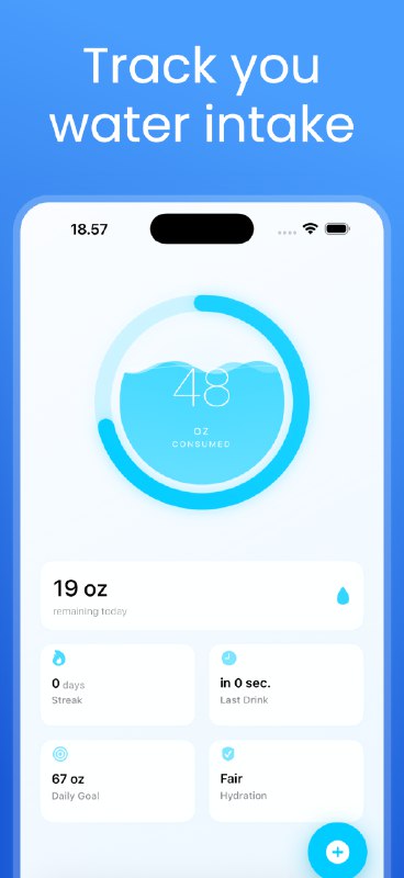 5. Daily Water Reminder标语：适用于iOS和watchOS系统的水分摄入追踪器介绍：通过精美的小组件、苹果手表表盘功能模块和智能提醒，来记录你每日的饮水量