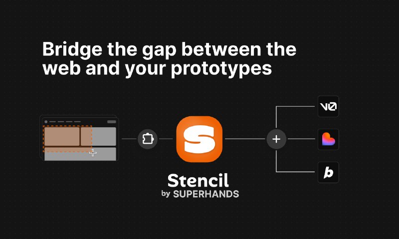 6. Stencil by SUPERHANDS标语：直接把任意网页组件复制到可爱闪电（Lovable Bolt）或V0里