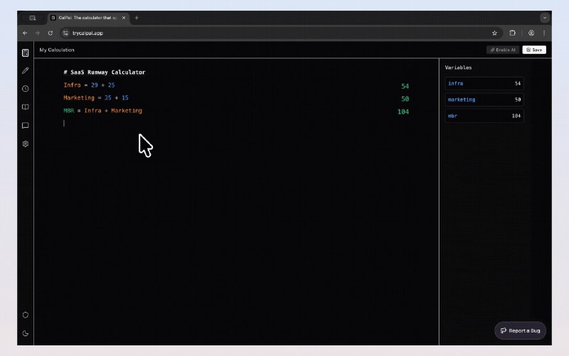 8. CalPal标语：能替你思考的笔记本计算器（现已搭载人工智能）介绍：大多数计算器只能给出答案，却丢失了具体情境
