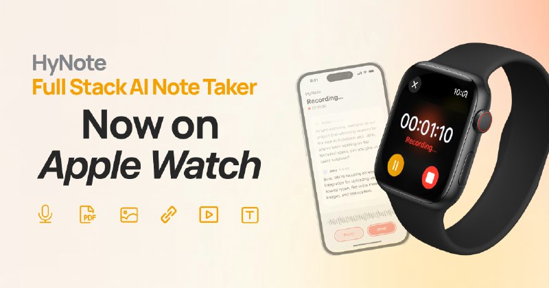 4. HyNote for Apple Watch标语：用苹果手表进行实时录制介绍：适用于苹果手表的海记（HyNote）是你在移动中快速记录想法的利器