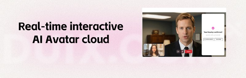 4. DUIX.COM标语：开源人工智能虚拟形象云平台这里“Open Source”常见意思是“开源” ，“AI Avatar”指“人工智能虚拟形象” ，“Cloud”结合语境推测是指“云平台” ，整体就是“开源人工智能虚拟形象云平台” 