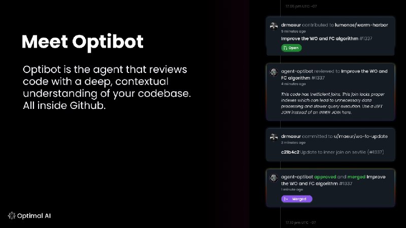 3. Optibot标语：以主动防御为导向、注重安全的代码审查，带有清晰提示且无冗余干扰介绍：来认识一下 Optibot 吧，这是一款能思考、审核并维护你代码库的人工智能助手