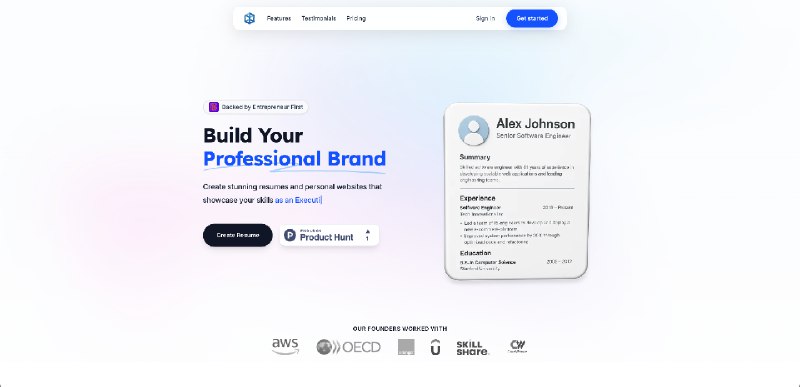 10. projectOS标语：一款能吸引眼球的免费简历生成工具介绍：和一个人工智能模型进行简短的交流，之后你就能得到一份量身定制的简历和一个专属网站