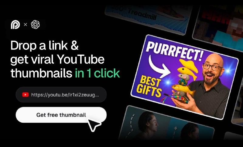 4. OpusClip Thumbnail标语：分享你的链接，一键打造能引发热议的YouTube视频缩略图